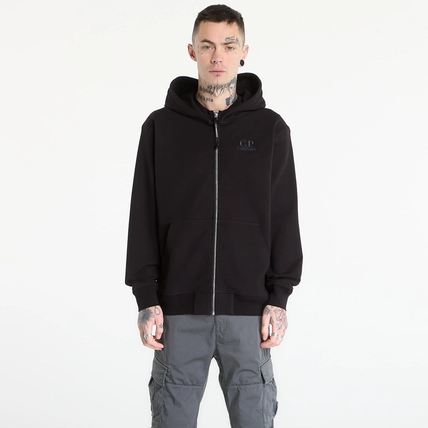 C.P Company Zip Hoodie Black 20CMSS025A-005086W